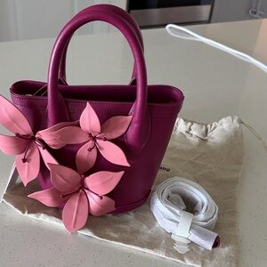 The Wolf Gang Berry Leather Flower bag